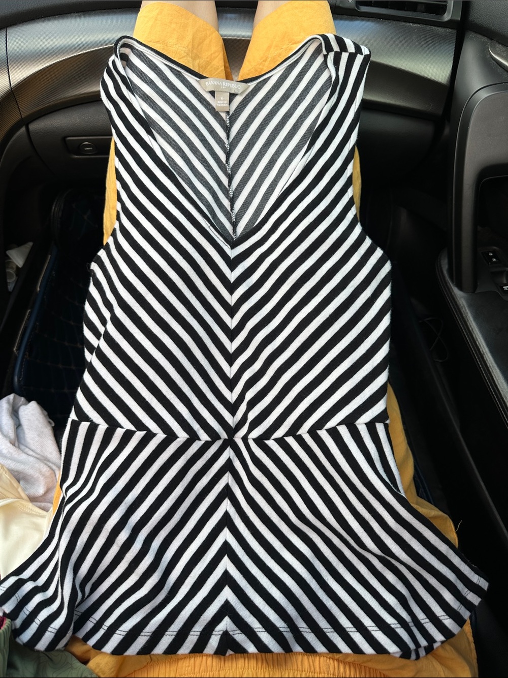 Banana Republic Black and White Striped Peplum Jumpsuit